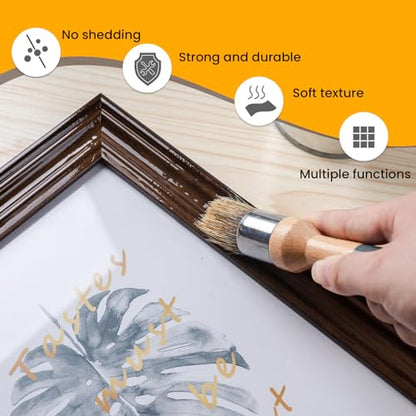 Chalk Paint Brushes Set of 4, Flat and Round, Natural Bristles - size: 1 Flat + 3 Small Round, 4 Pack