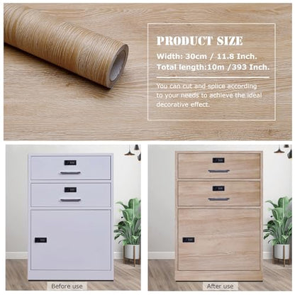 Peel and Stick Wallpaper Natural Oak Wood Grain Contact Paper Thicken Textured for Cabinets and Drawers Countertops Waterproof Self Adhesive Vinyl 11.8" x 393" - color: Natural Oak, size: 11.8"W x 393"L