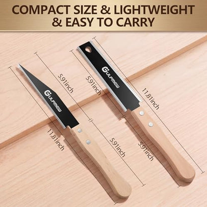 Japanese Pull Saw Set 2 Pack Flush Cut Ryoba Hand Saw