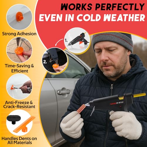 Super PDR Paintless Dent Repair Kit, Dent Puller Kit, Car Dent Removal Tools with Dent Lifter, Bridge Puller, Slide Hammer 2 in 1 T-Type Slide Hammer for Repair Door Ding, Creases and Hail Damage