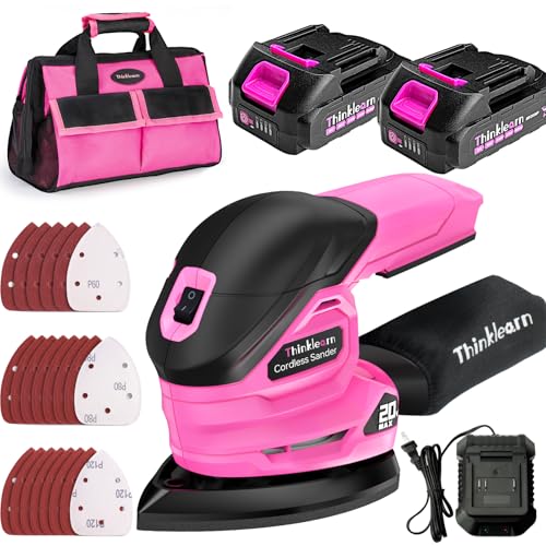 THINKLEARN 20V Cordless Detail Sander with 2Pcs Batteries and Charger - style: Sander with 2 Batteries and Charger