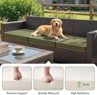 MIULEE Green Outdoor Cushions Set of 2, 22x22x3 Inch Waterproof Cushions - color: Green, size: 22 x 22 x 3 Inch