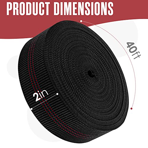 Chair Webbing, Upholstery Strapping, Elastic Furniture Repair, 2IN x 40FT - size: 2 Inch x 40 Feet