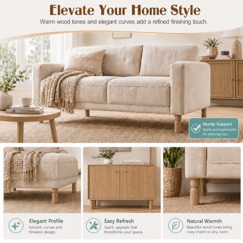 5.1 Inch wooden legs for furniture set of 4 Wood Furniture Legs Couch Feet Colorful Round Sofa Furniture Replacement Solid Wood Furniture Feet for Couch Bed Chair Cabinet Bookcase Dresser Ottoman - color: Natural