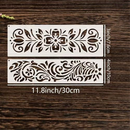 Border Stencil 13pcs Stencils 12inch Reusable Plastic Templates Floral Craft Paint Template Flower Vines Stencils Painting on Wood Furniture Wall Canvas Floor
