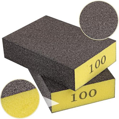 Romeda 8-Pack Sandpaper Block, 100 Grits Washable and Reusable Handmade Sanding Sponge, Drywall Sandpaper Blocks for Wooden Drywall Sheetrock and Metal Glazing - color: 100 Grits, size: 8-Pack
