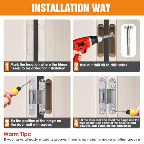 6" Hidden Door Hinge/Concealed Hinges,Invisible Hinges - color: silvery, size: 6 Inch