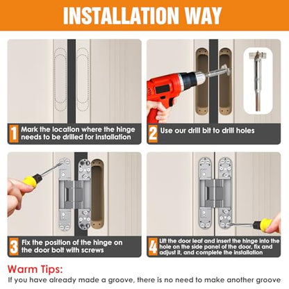 6" Hidden Door Hinge/Concealed Hinges,Invisible Hinges - color: silvery, size: 6 Inch