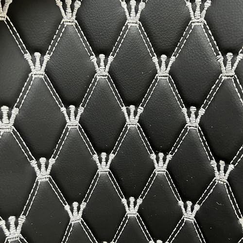 Quilted Foam Vinyl Fabric King Crown Classic Pattern with 0.23" Sponge Backing Faux Leather Fabric for Car Headliner, Furniture Upholstery, Headboards,Diamond 2" x 3" (King Crown-Black White) - color: King Crown-black White