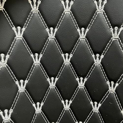 Quilted Foam Vinyl Fabric King Crown Classic Pattern with 0.23" Sponge Backing Faux Leather Fabric for Car Headliner, Furniture Upholstery, Headboards,Diamond 2" x 3" (King Crown-Black White) - color: King Crown-black White