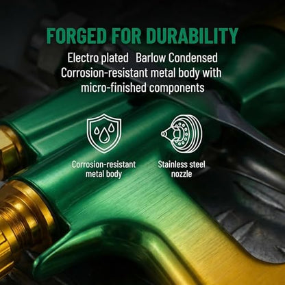 HVLP Air Spray Gun Kit 1.4mm, Professional Automotive Paint Sprayer - color: Green-golden, size: 1.4mm