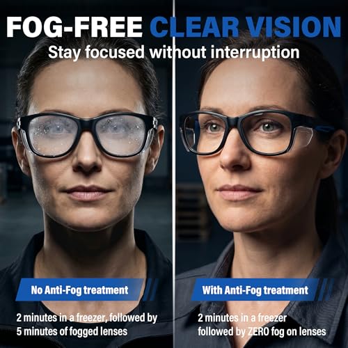ANSI Z87.1 Safety Glasses with Side Shields, Clear Anti-Fog Scratch-Resistant Lightweight Protective Eyewear UV Protection, Durable Work Glasses for Construction, Lab & DIY