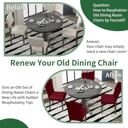 Sufdari Dining Room Chair Covers - Set of 4, Burgundy Non-Slip Spandex Stretch Dining Chair Slipcovers for Dining Room & Hotel (Extra Large) - color: .Burgundy, size: XL-4 PC