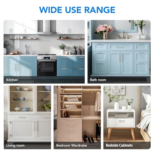 HOME EDIT Brushed Nickel Cabinet Handles 3-1/2 Inch Pulls 5 Pack - color: Brushed Nickel, size: 3-1/2 inches Hole Center