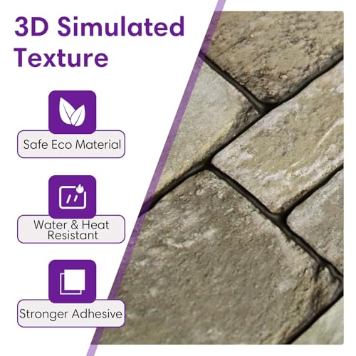 3D Peel and Stick Faux Stone Wall Panels 11.8" x 11.8" 10-Pack - color: ‎Stone-SM-I
