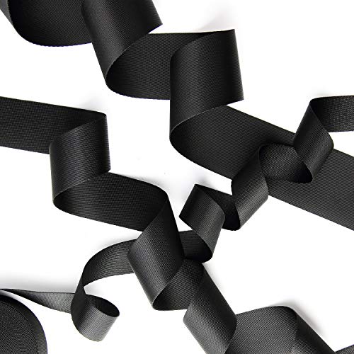JIAKAI 1.5 Inch Wide 10 Yards Nylon Webbing Strap，Polypropylene Straps for Bags, Hammocks, Outdoor Climbing and DIY Making Luggage Strap, Pet Collar, Backpack Repairing（Black） - size: 1.5Inch