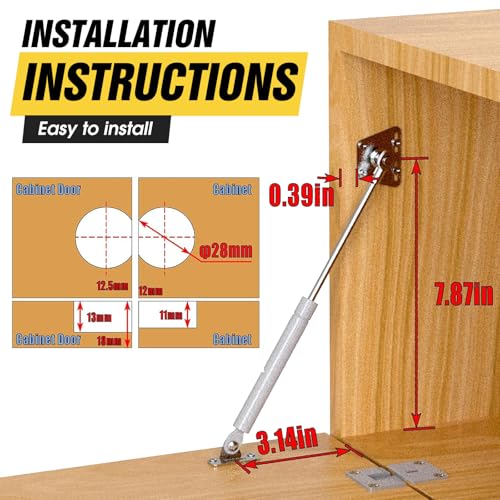 Drop Down Gas Struts 100N, Soft Close Cabinet Hinge, Silver 2 Pack - color: Silver