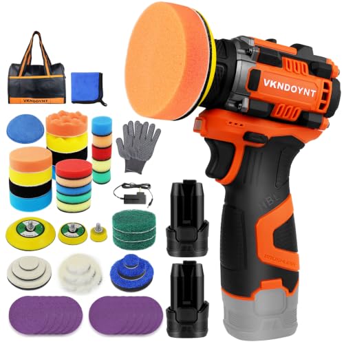 Brushless Cordless Polisher, 2 Variable Speed Mini Buffer Polisher (0-500/0-3000 RPM), 2x2600mAh Batteries, 1/2/3" Backing Pads, 52 Accessories, Small Sander for Car Detailing/Buffing/Sanding/Waxing