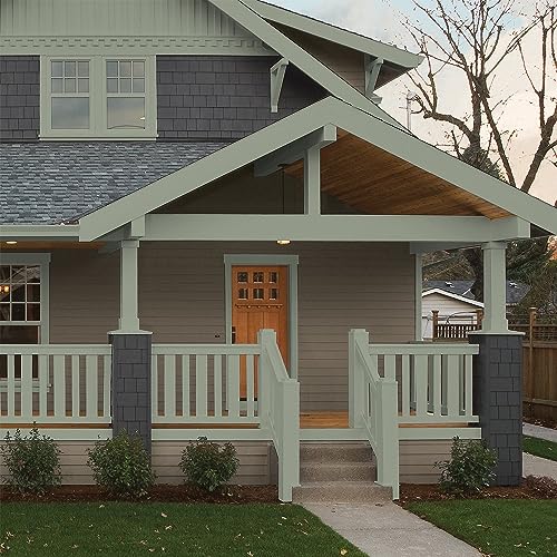 Glidden Total Exterior Paint & Primer All-in-One, Green Tea Leaf/Green, Semi-Gloss, 1 Gallon - color: Green Tea Leaf, size: 128 Fl Oz (Pack of 1)