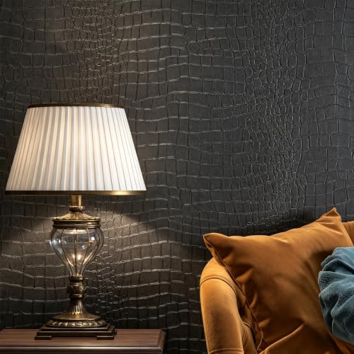 Black Peel and Stick Wallpaper Textured Contact Paper 15.7"×78.8" - size: 15.7" x 78.8"