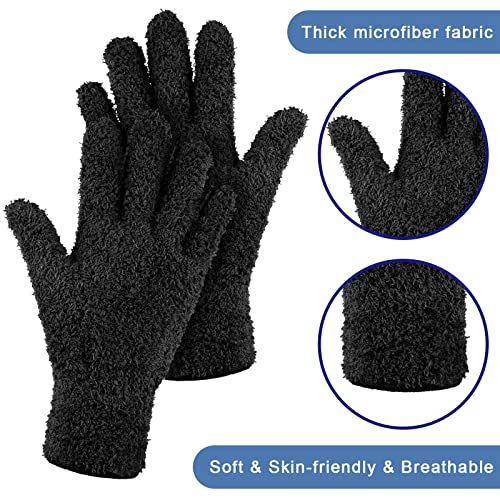 Patelai 3 Pairs Microfiber Dusting Gloves for Plants Leaf, Medium - color: Black, size: Medium