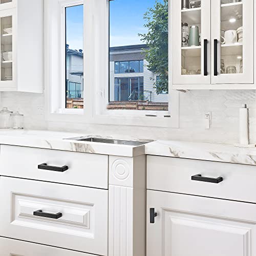 Ravinte Hardware Matte Black Cabinet Handles Drawer Pulls 3 Inch CC 25 Pack - color: Matte Black Square, size: 3" Hole Center