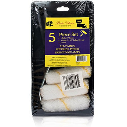 Bates Paint Tool Set - 4" Roller, Foam & Mini Rollers, Tray & Covers - style: Microfiber 4", 5 pcs
