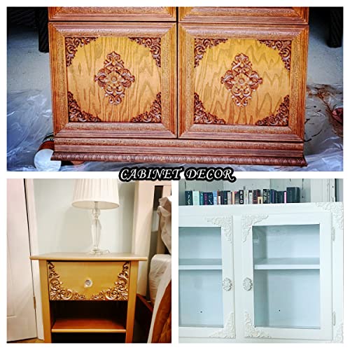 4Pcs Wood Applique Onlay, Unpainted Wooden Carved Corner Decals - size: 12x12cm/4.7x4.7in