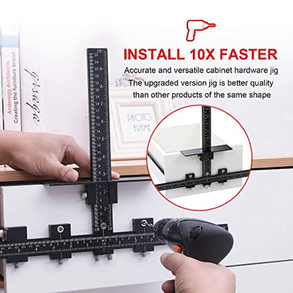 Cabinet Hardware Jig for Handles, Adjustable Template with Convenient and Precise Installation for Door and Drawer Knobs,Pulls,Tool Accessories Jig of Aluminum Alloy