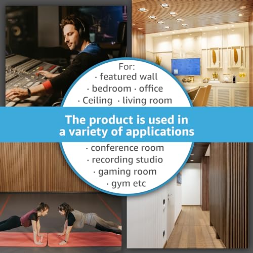 Art3d 4-Pack Fluted Acoustic Wood Slat Wall Panel, 47.2 x 23.6 Inch, Walnut - color: Walnut, size: 4pcs - 47.2＊23.6in.