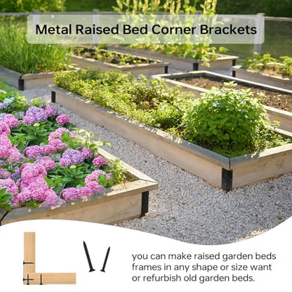 8 PCS Raised Garden Bed Corner Brackets for 10"-24" Height Wood Frame Bed