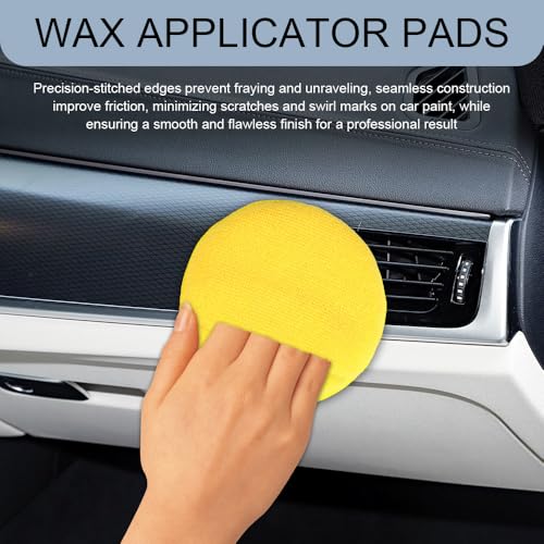 10PCS Wax Applicator Pads, Microfiber Polished and Waxed Sponge with Finger Pocket, Round Foam Car Wax Applicator Pad, Universal Detailing Sponge Block for Car Cleaning and Polishing (Yellow) - color: Yellow