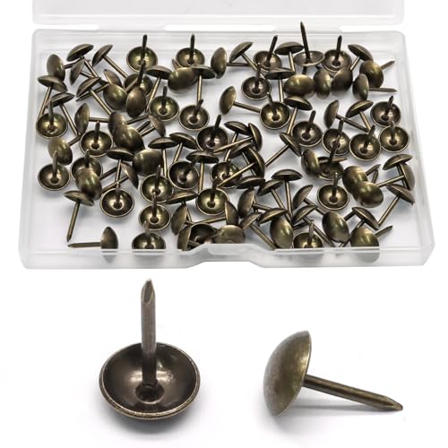 Biaungdo 100 Pcs Bronze Round Head Upholstery Tacks 11x16mm with Box - color: Bronze