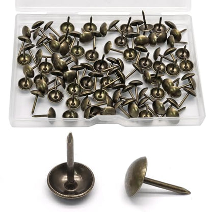 Biaungdo 100 Pcs Bronze Round Head Upholstery Tacks 11x16mm with Box - color: Bronze
