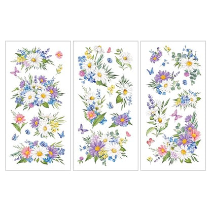 Joeyan 3 Sheets Rub On Transfers for Crafts and Furniture Daisy Rub on Transfer Sticker Flowers Butterfly Decals for Wood Glass Metal Canvas Porcelain Plastic DIY Craft Home Decor, 6" x12" - style: Daisy