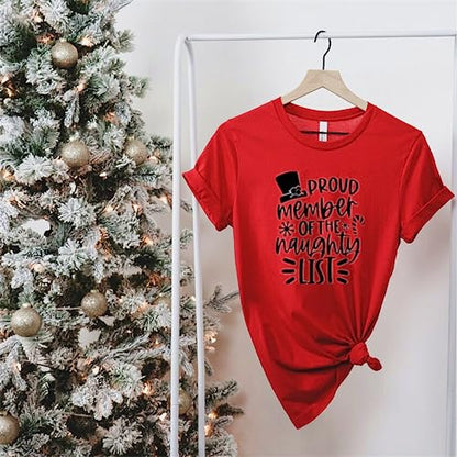 JAJADO Silk Screen Christmas Quotes Reusable Self-Adhesive Stencil - Proud Member of The Naughty List - DIY Christmas Shirt, Wood Sign, Winter Holiday Xmas Gifts Idea - color: Naughtyt List