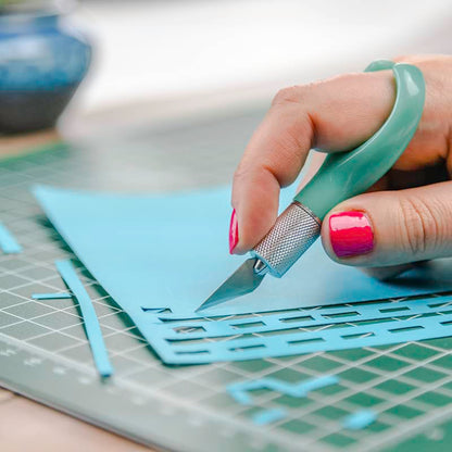 K71 Fingertip Craft Knife, 7-Inch Ergonomic, Finger Loop, Teal - color: Teal