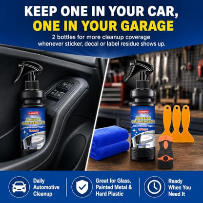 2 Pack Adhesive Remover Spray, Sticky Residue & Glue Remover for Cars, Removes Sticker, Label, Tape & Decal Adhesive, Safe on Glass, Plastic, Metal & Painted Surfaces, 2 x 150ml - color: 5 Fl Oz(Pack of 2)