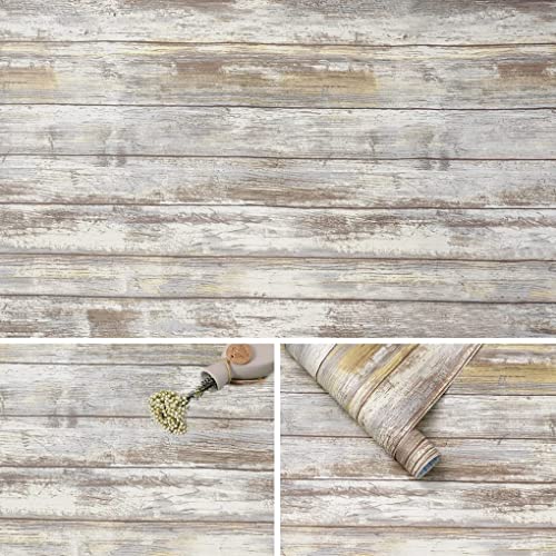 Wood Contact Paper Peel and Stick Wood Wallpaper Vinyl Decorative Plank Film Vintage Wall Covering for Room Decor Furniture Wooden Grain Paper (Grey 35.4" x 120") - color: Gray Wood, size: 35.4" x 120"