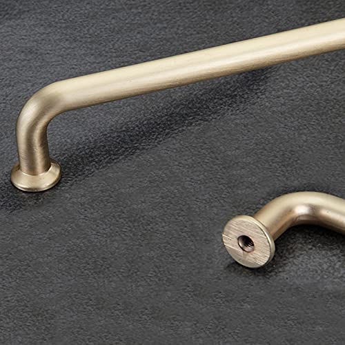 10 Pack Hole Center 5''(128mm) Brushed Brass Kitchen Cabinet Pulls.Zinc Alloy Solid Round Cabinet Handle Drawer Pull Modern Hardware for Bar