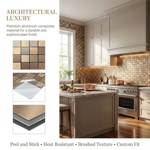 10pcs Waterproof Mosaic Wall Stickers, Coppery - color: Coppery