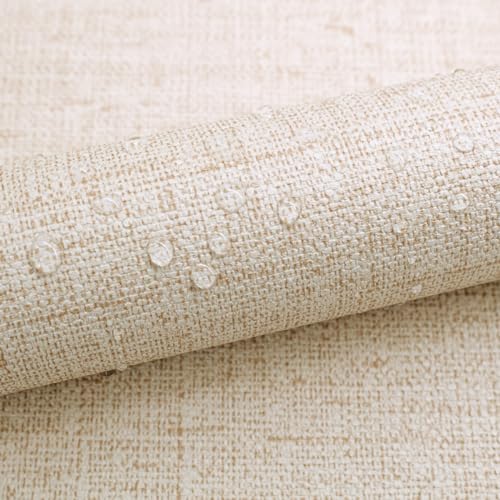 Beige Grasscloth Peel and Stick Wallpaper Textured 15.7in x 787.4in - color: Beige, size: 15.7" x 787.4"