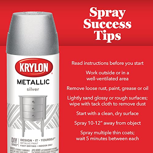 Krylon K01406 General Purpose Spray Paint Metallic 11 oz, Silver - color: Silver