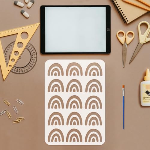 FINGERINSPIRE 6PCS Abstract Texture Stencil 8.3x11.7 Inch Geometric Stencils Set for Painting Reusable Abstract Stencils with a Brush for Wall Decor DIY Art Projects Walls Wood Canvas - style: Abstract Texture