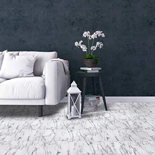 Nexus Self Adhesive 12-Inch Vinyl Floor Tiles, 20 Tiles, 12 x 12 in - color: Bianco Marble, style: Marble look