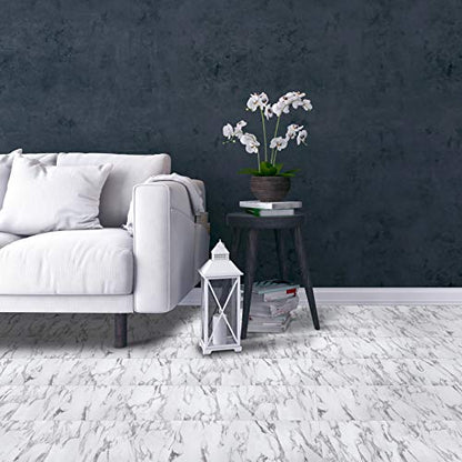 Nexus Self Adhesive 12-Inch Vinyl Floor Tiles, 20 Tiles, 12 x 12 in - color: Bianco Marble, style: Marble look