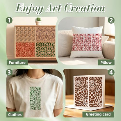Geometric Texture Stencils for Crafts Reusable 16Pcs Stencils(8.6X4.1 Inch) - color: Texture 19