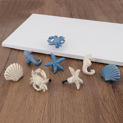 4 Pcs Coastal Cabinet Knobs Ocean Nautical Drawer Pulls (White) - color: White