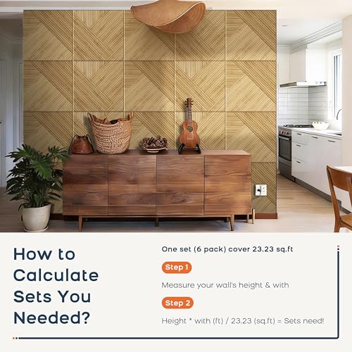BUBOS 6-Pack Acoustic Panels, Wood Grain Sound Absorbing Panels, 23.6x23.6 - color: Light Diamond Weave, size: 72 * 48 Inches