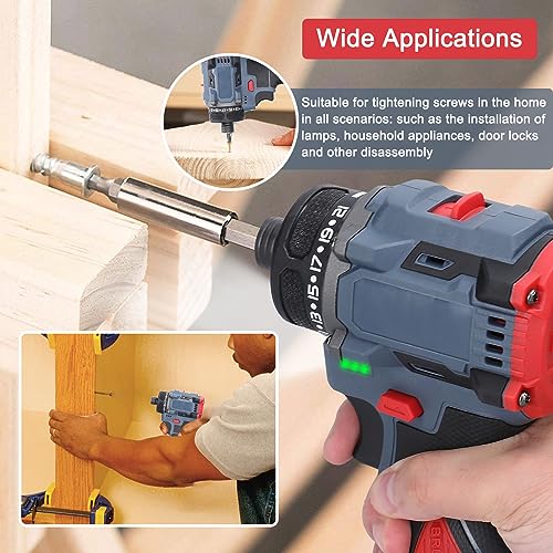 Dioche Electric Screwdriver 16.8V Multi Function Brushless Cordless Impact Screwdriver (2pcs Batteries US Plug)